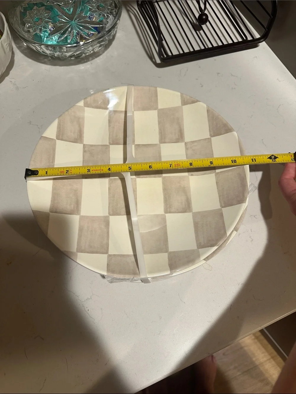 Melamine Mocha Checkerboard Large Plates (4) - New